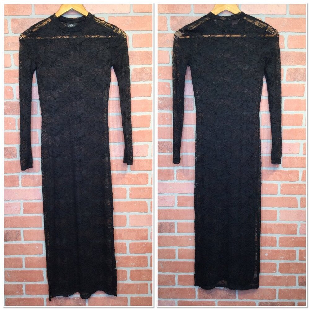 Oak & Trellis Black Lace Long Sleeve Maxi Dress Size XS Gothic Whimsigoth